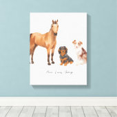 Drie geliefde huisdieren canvas afdruk (Insitu (Houten vloer))