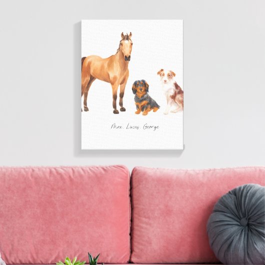 Drie geliefde huisdieren canvas afdruk (Insitu (Woonkamer))