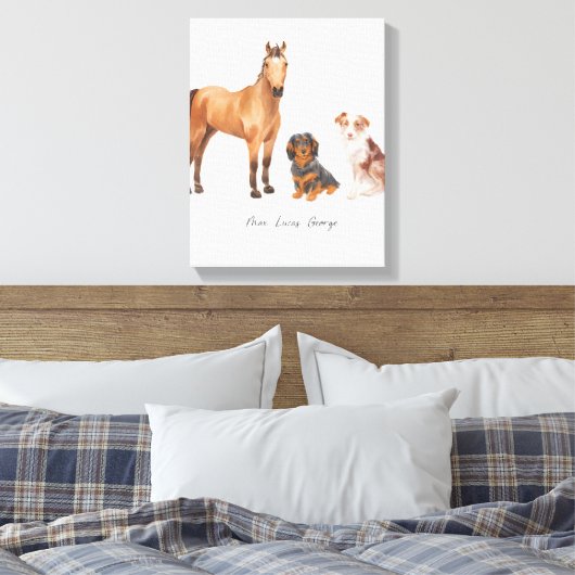 Drie geliefde huisdieren canvas afdruk (Insitu (Slaapkamer))