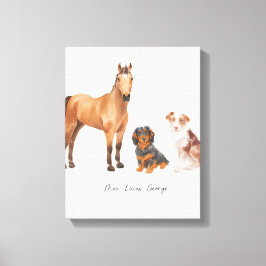 Drie geliefde huisdieren canvas afdruk