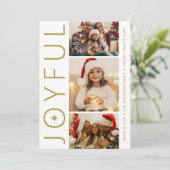 Drie Gelukkige Foto Wit en Antiek Goud Feestdagenkaart (Staand voorkant)