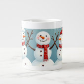 Drie gelukkige kerstsneeuwmannen grote koffiekop (Voorkant)