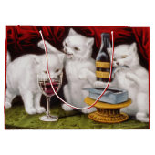 Drie gelukkige kittens op het feest groot cadeauzakje (Achterkant)