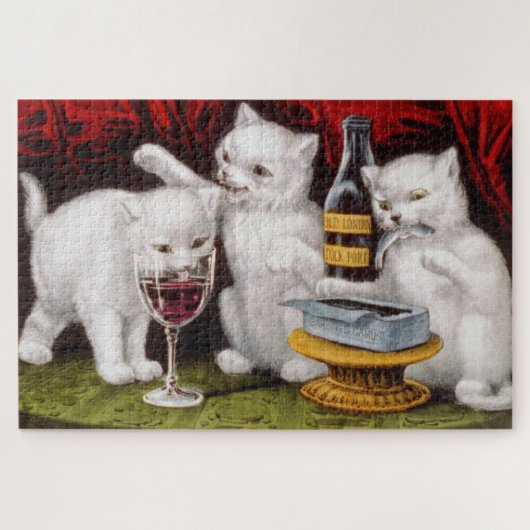 Drie gelukkige kittens op het feest legpuzzel (Horizontaal)