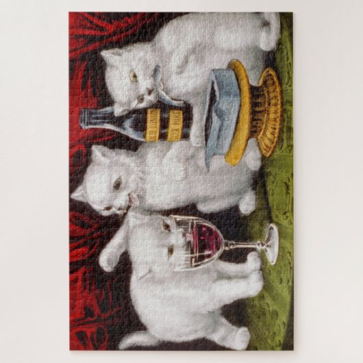 Drie gelukkige kittens op het feest legpuzzel (Verticaal)