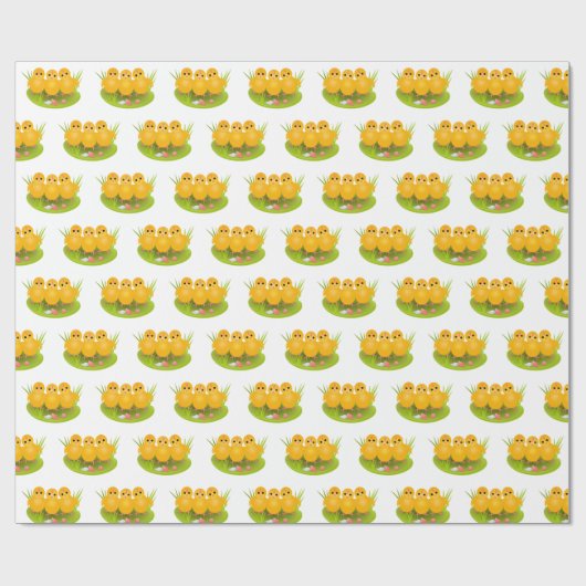 Drie gelukkige paasgele kippen cadeaupapier (Vlak)