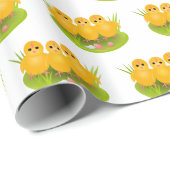 Drie gelukkige paasgele kippen cadeaupapier (Rol Hoek)