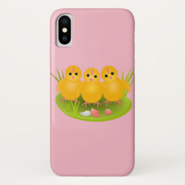 Drie gelukkige paasgele kippen iPhone x hoesje