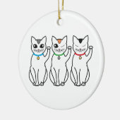 Drie gelukskattensiervissen keramisch ornament (Links)