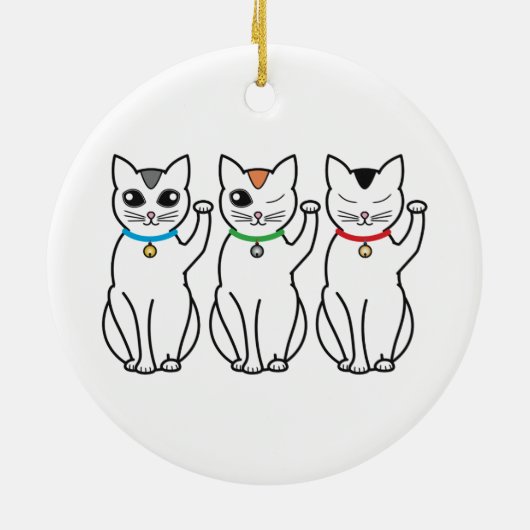 Drie gelukskattensiervissen keramisch ornament (Achterkant)