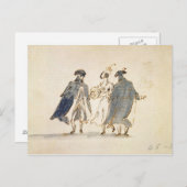 Drie Gemaskeerde Cijfers in het Kostuum van Briefkaart (Voorkant / Achterkant)