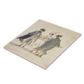 Drie gemaskeerde figuren in carnavalskostuum (pen  tegeltje (Zijkant)