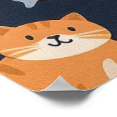 Drie gemberkatten, maan, sterren en vis poster (Hoek)