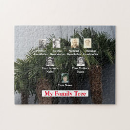 Drie generatieoverzicht van de familie met palmbom legpuzzel