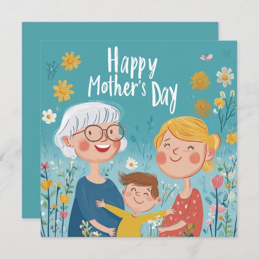 Drie generaties Moederdag Kaart (Voorkant / Achterkant)