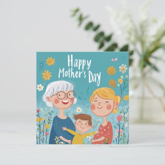 Drie generaties Moederdag Kaart (Staand voorkant)