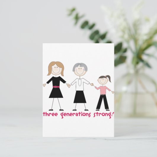 Drie generaties sterk briefkaart (Staand voorkant)
