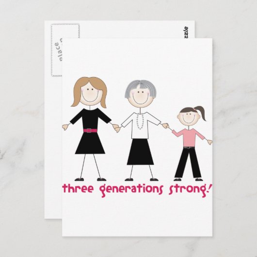 Drie generaties sterk briefkaart (Voorkant / Achterkant)
