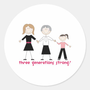 Drie generaties sterk ronde sticker