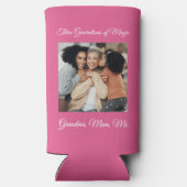 Drie generaties van liefde Oma, mama, ik foto Seltzer Blikjeskoeler (Achterkant)