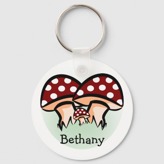Drie gepersonaliseerde paddestoelen sleutelhanger (Voorkant)