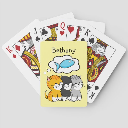 Drie Gepersonaliseerde Poesjes  Pokerkaarten (Achterkant)