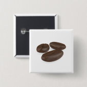 Drie geroosterde koffiebonen vierkante button 5,1 cm (Voorkant /achterkant)
