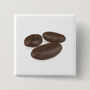 Drie geroosterde koffiebonen vierkante button 5,1 cm