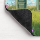 Drie gesloten deuren in een wildbloemenveld muismat (Hoek)