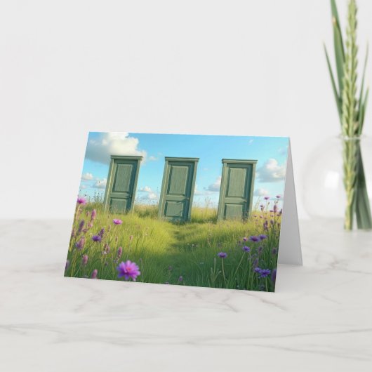 Drie gesloten deuren om aan je te denken kaart (Voorkant)