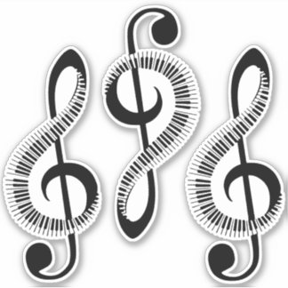 Drie gestileerde Treble Clefs met Sleutels Sticker