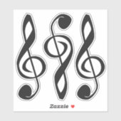 Drie gestileerde Treble Clefs Sticker (Vel)