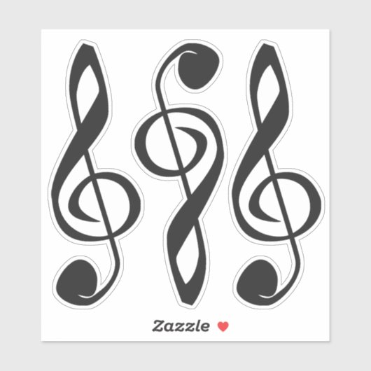 Drie gestileerde Treble Clefs Sticker (Vel)