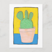 Drie gestreepte cactus, rode pieken, kunst briefkaart (Voorkant)