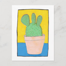 Drie gestreepte cactus, rode pieken, kunst briefkaart