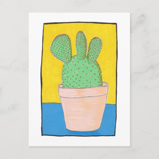 Drie gestreepte cactus, rode pieken, kunst briefkaart (Voorkant)