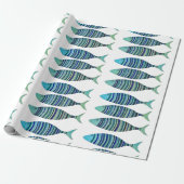 Drie gestreepte vissen cadeaupapier (Uitgerold)