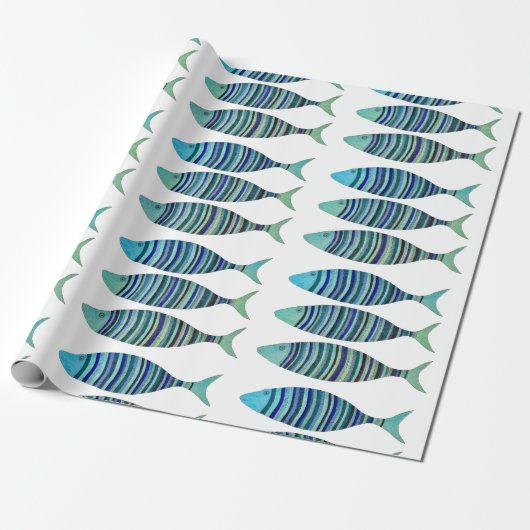 Drie gestreepte vissen cadeaupapier (Uitgerold)