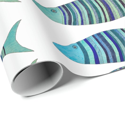 Drie gestreepte vissen cadeaupapier (Rol Hoek)