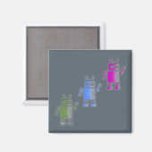 Drie Geweldige Retro Robots Magneet (Voorkant / Achterkant)
