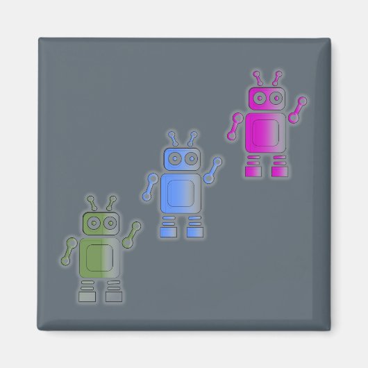 Drie Geweldige Retro Robots Magneet (Voorkant)