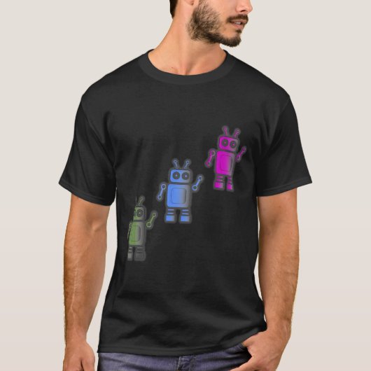Drie Geweldige Retro Robots T-shirt (Voorkant)
