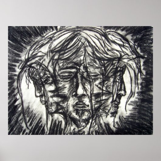 Drie Gezichten van Metaal Ziekte Houtskooltekening Poster (Voorkant)