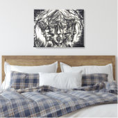 Drie Gezichten Van Metaalziekte Houtskool Tekening Canvas Afdruk (Insitu (Slaapkamer))