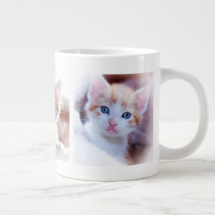 Drie gezinsdier foto collage rij grote koffiekop