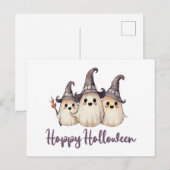 Drie Ghosts Witch's Petten White Happy Halloween Feestdagenkaart (Voorkant / Achterkant)