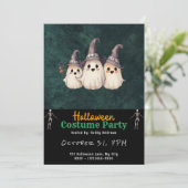 Drie Ghosts Witch's Petten Zwart Halloween Kaart (Staand voorkant)