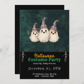 Drie Ghosts Witch's Petten Zwart Halloween Kaart (Voorkant / Achterkant)