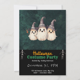 Drie Ghosts Witch's Petten Zwart Halloween Kaart