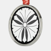 Drie ginkgo-bladeren met zwaarden metalen ornament (Links)